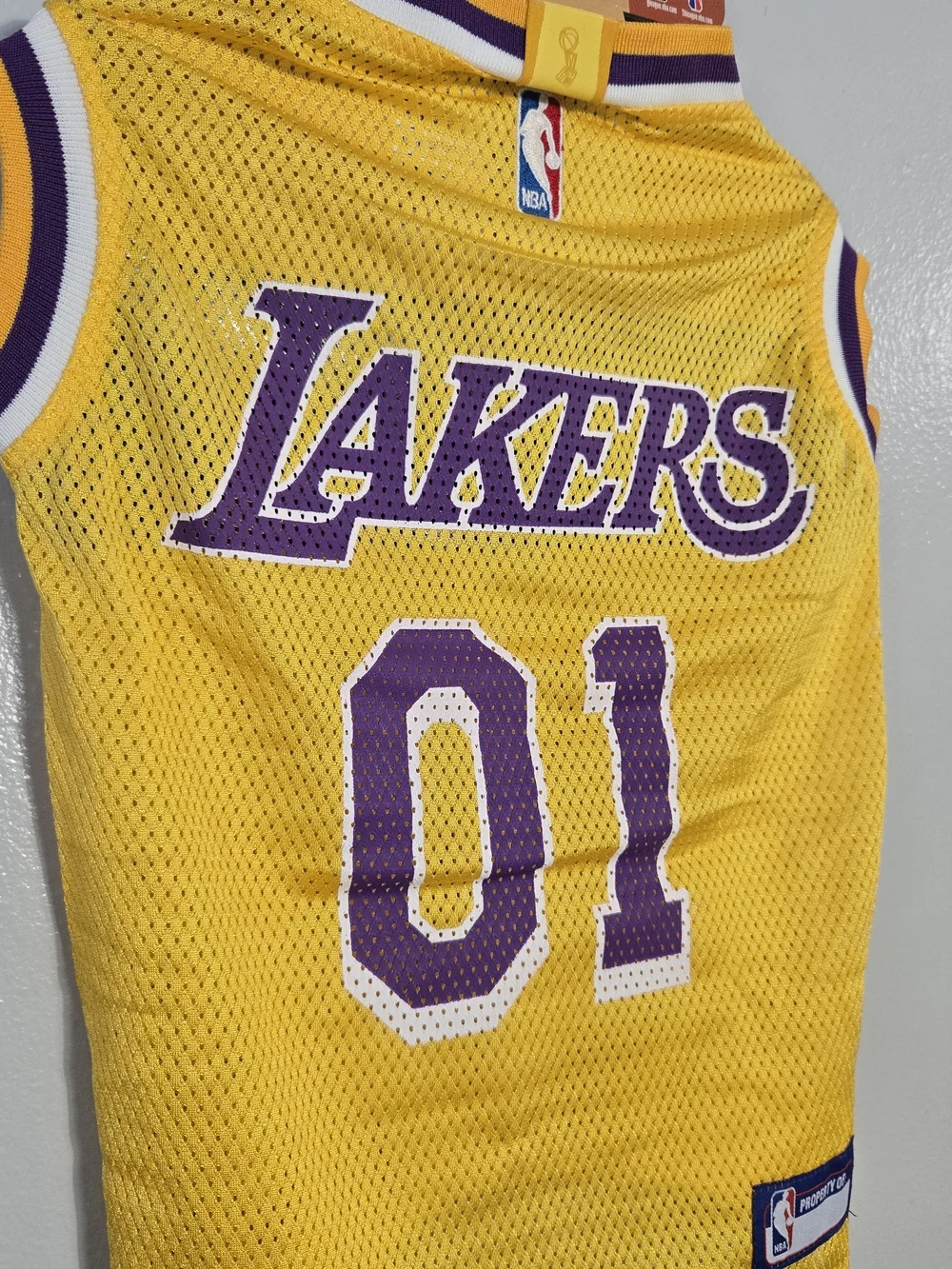 NWT NBA LA Lakers Dog Jersey Large Pets First Yellow Mesh Basketball Shirt - Picture 6 of 7